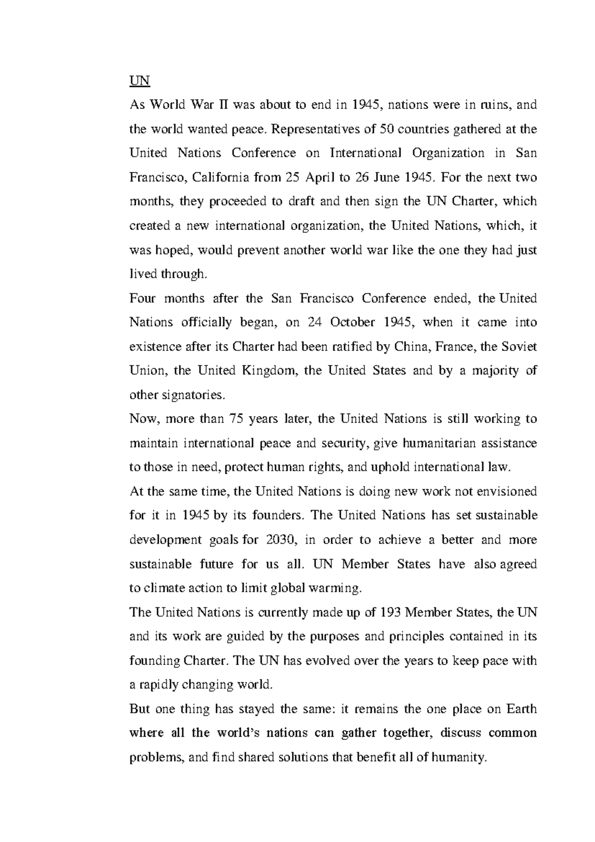 UN Lecture: The Evolution and Impact of Human Rights Post-WWII - Studocu