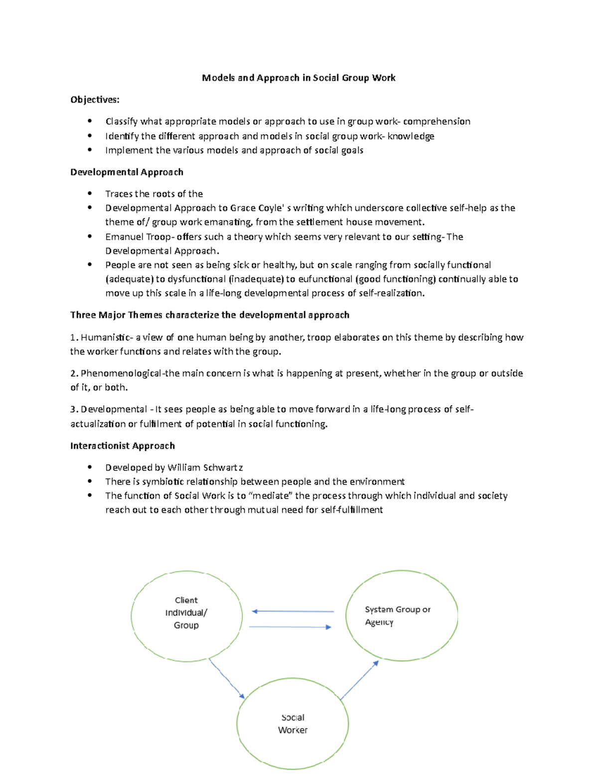 Models and Approaches in Social Group Work - SWRK 110 Guide - Studocu