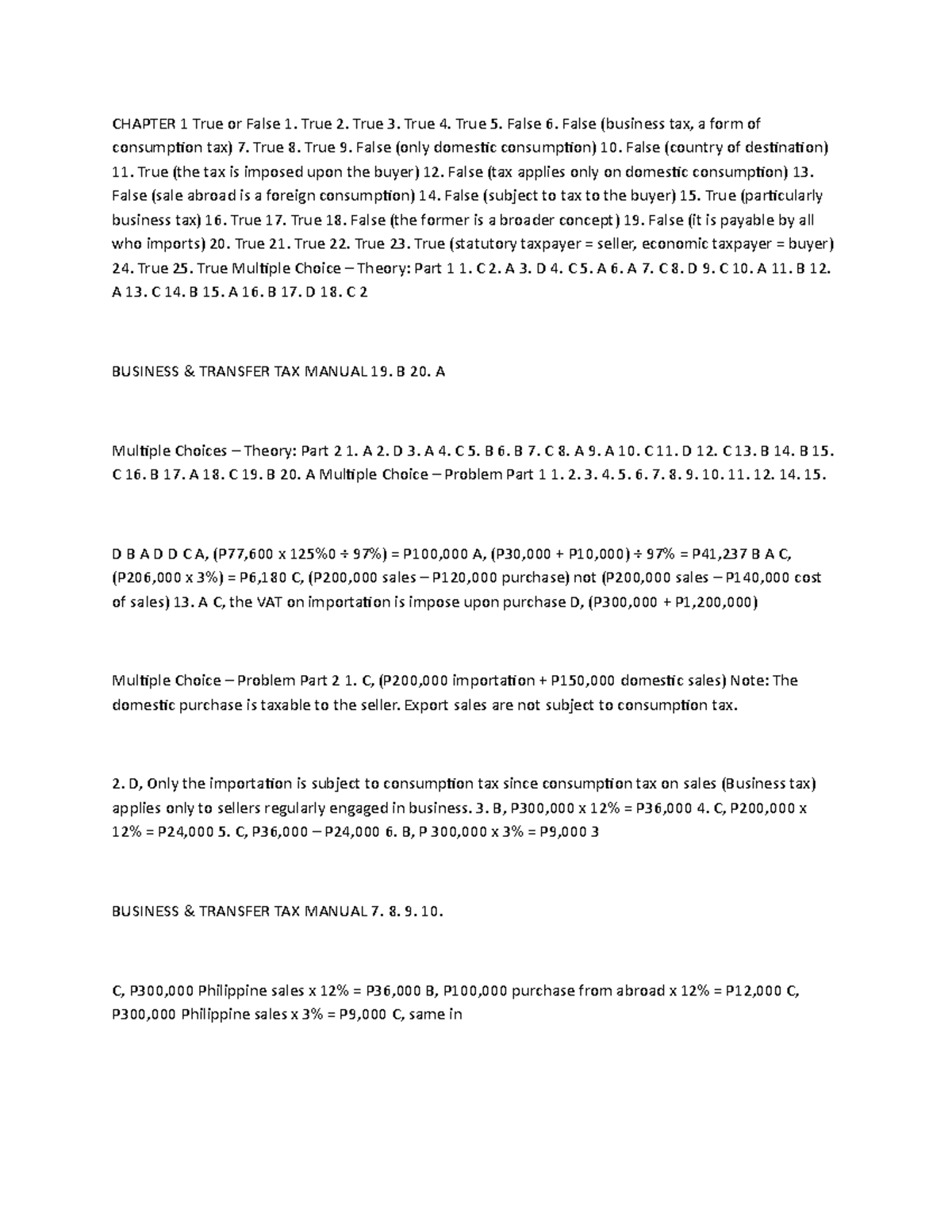 Chapter 1: Business Tax True/False & Multiple Choice Review - Studocu