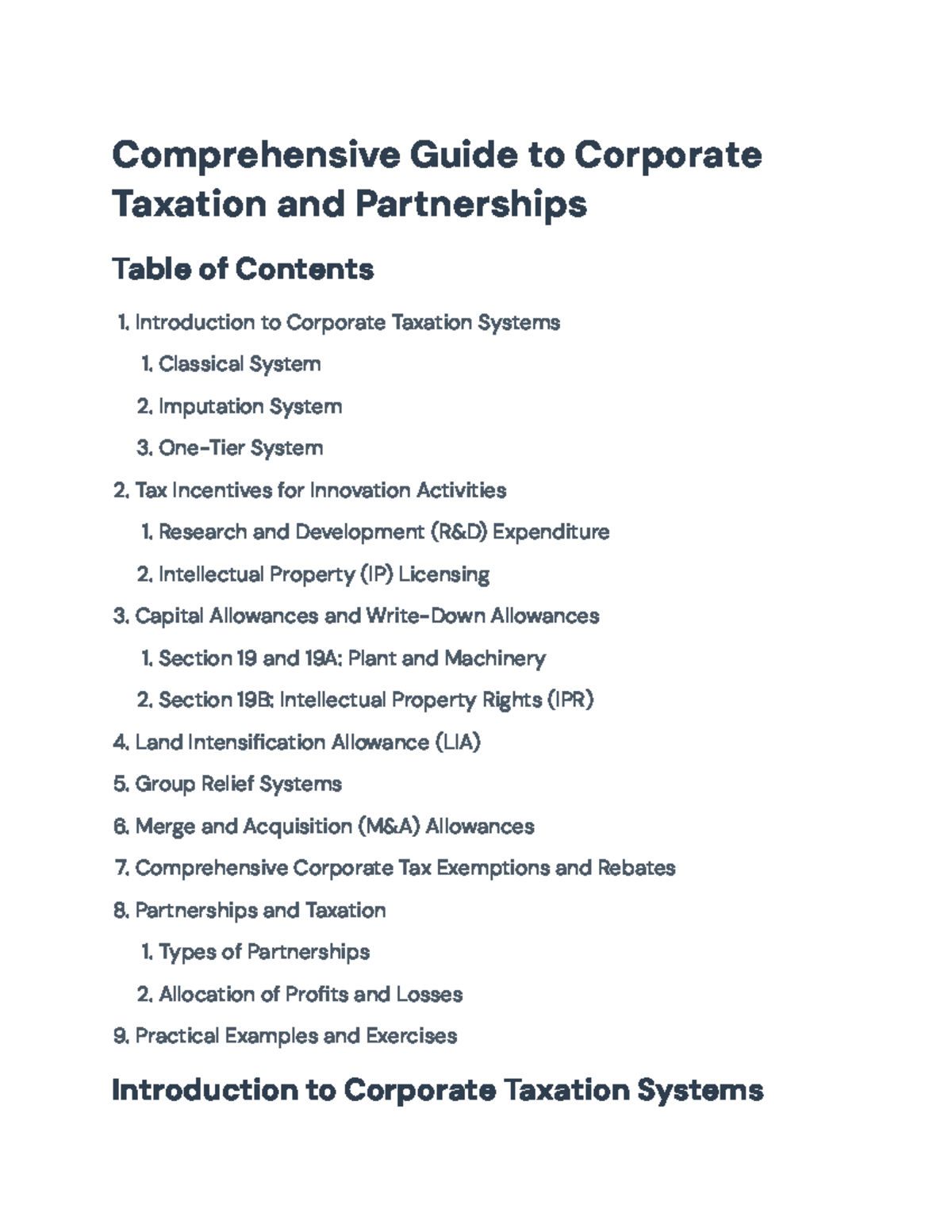 Comprehensive Guide to Corporate Taxation & Partnerships (Course Code ...