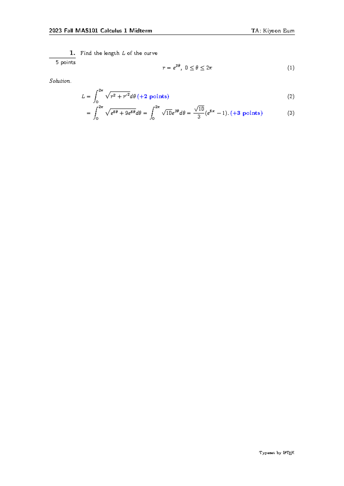 2023 Fall MAS 101 Calculus 1 Midterm Exam Solutions and Notes - Studocu