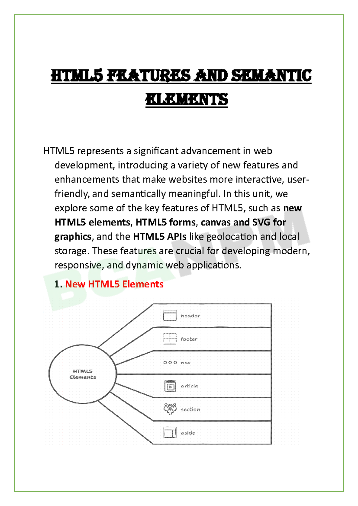 HTML5 Features & Semantic Elements: Key Enhancements Explained - Studocu