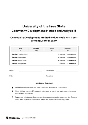 COMD1624 - UFS UV - Community Development: Method and Analysis 16 - Studocu