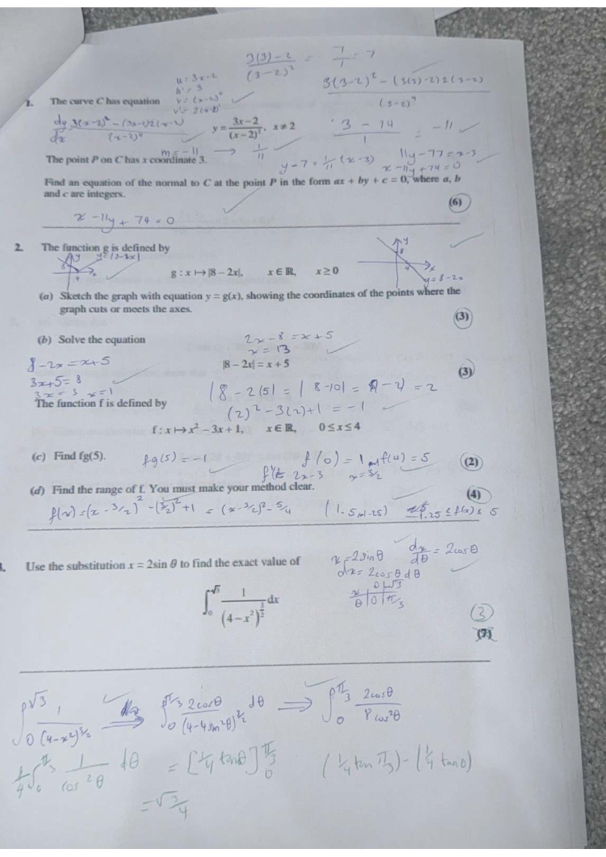 C1 - Normal and Curve Analysis: Calculus Exam Notes - Studocu