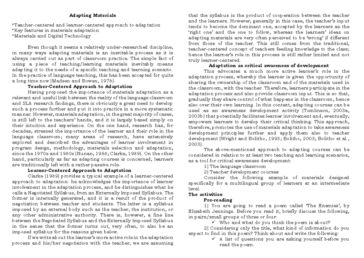 Adapting Remedial Materials for Language Teaching and Digital Tech ...