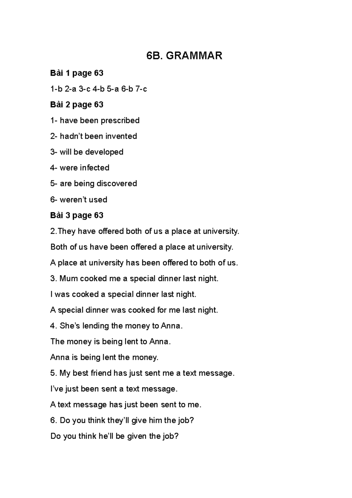 6B & 6D GRAMMAR Exercises and Examples from Elearning 2 - Studocu