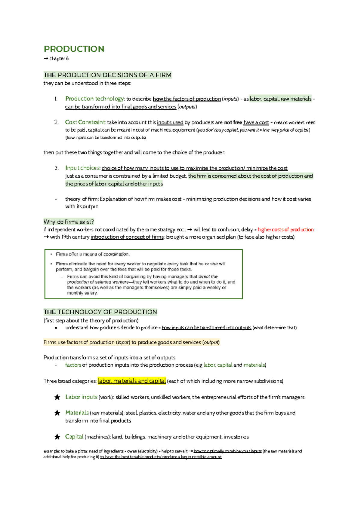 Microeconomics (Chapters 6-7): Production Decisions and Cost Analysis ...