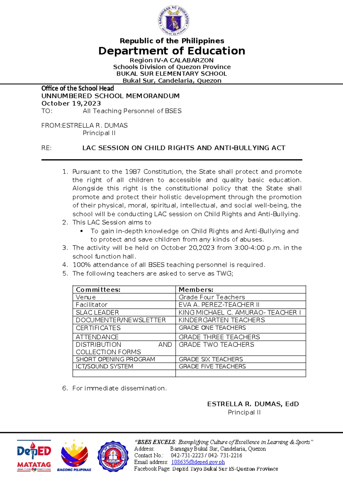 LAC Session Memo on DepEd Service Marks & Visual Identity Manual - Studocu