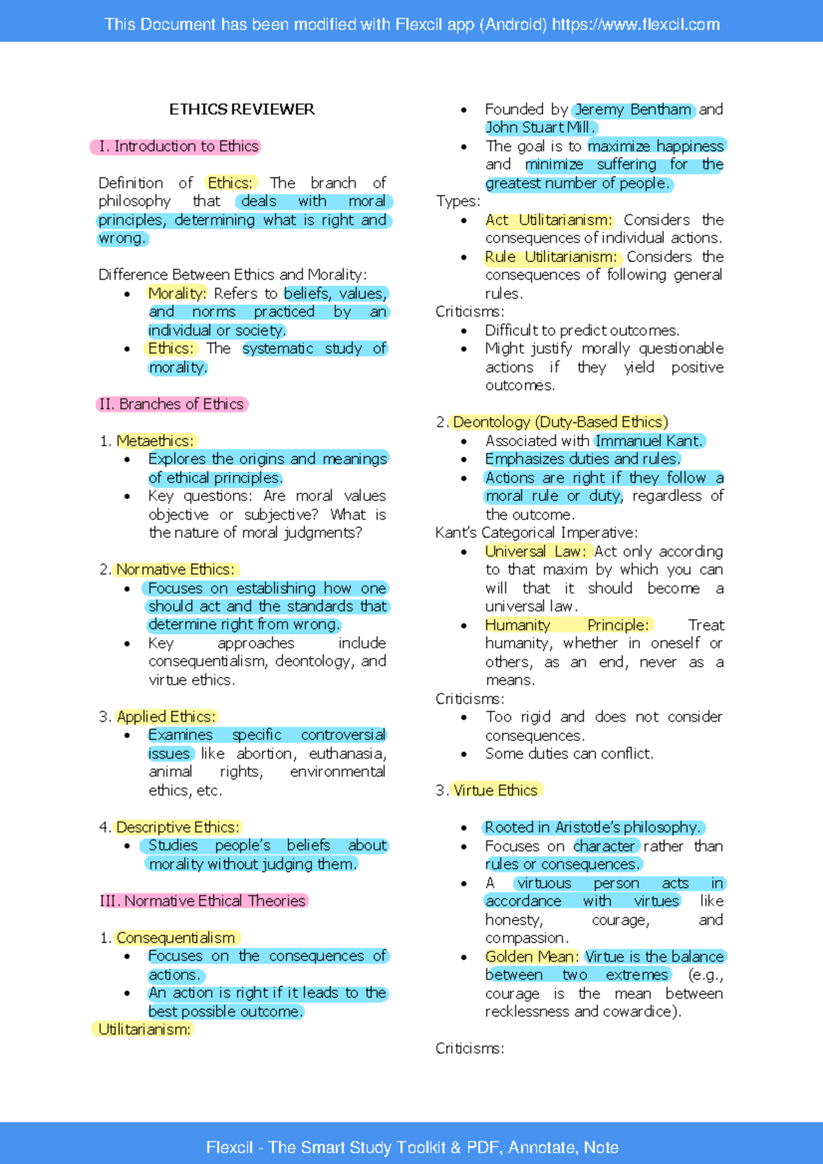 Ethics Reviewer: Key Concepts and Theories (ETHICS 101) - Studocu