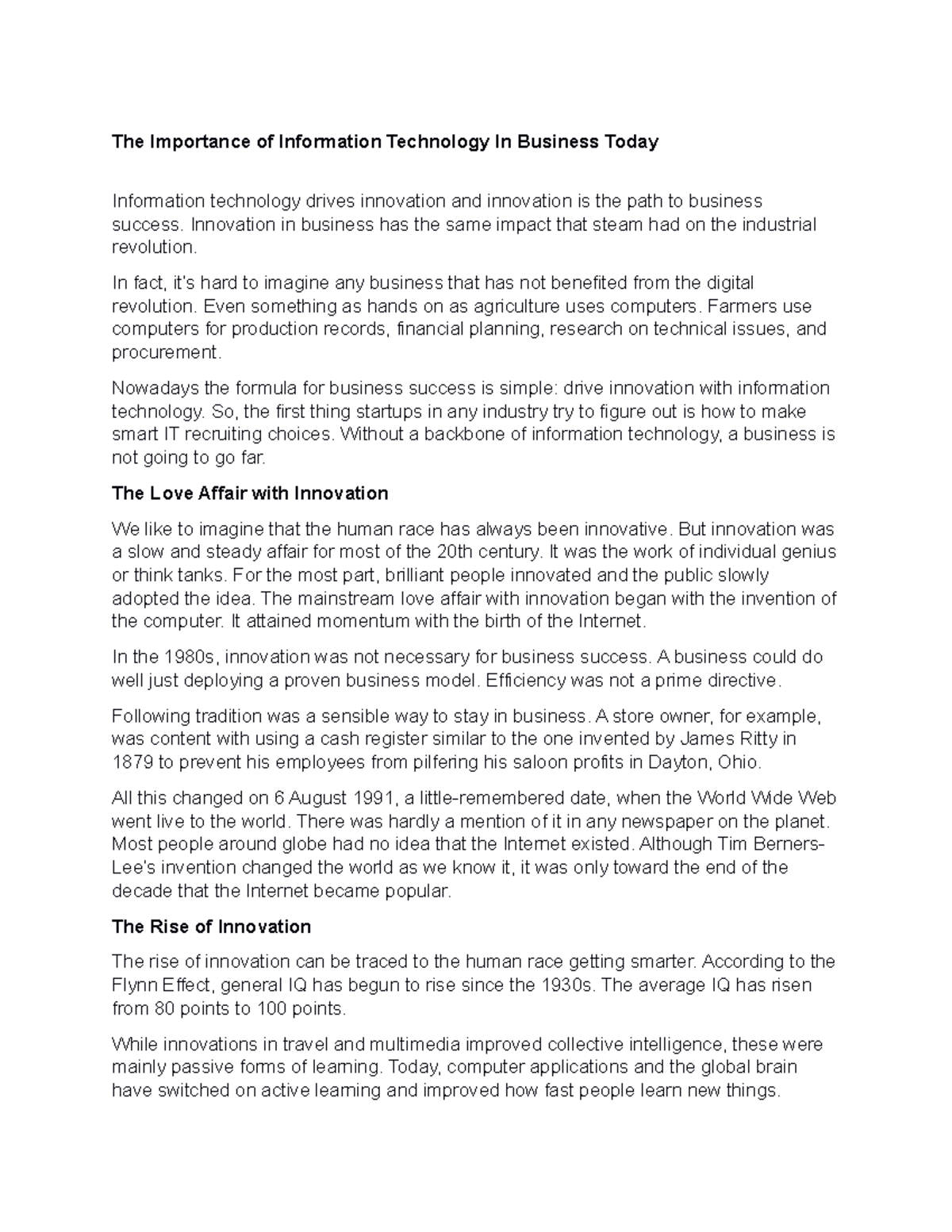 The Role of IT in Modern Business Success: Innovations and Benefits ...