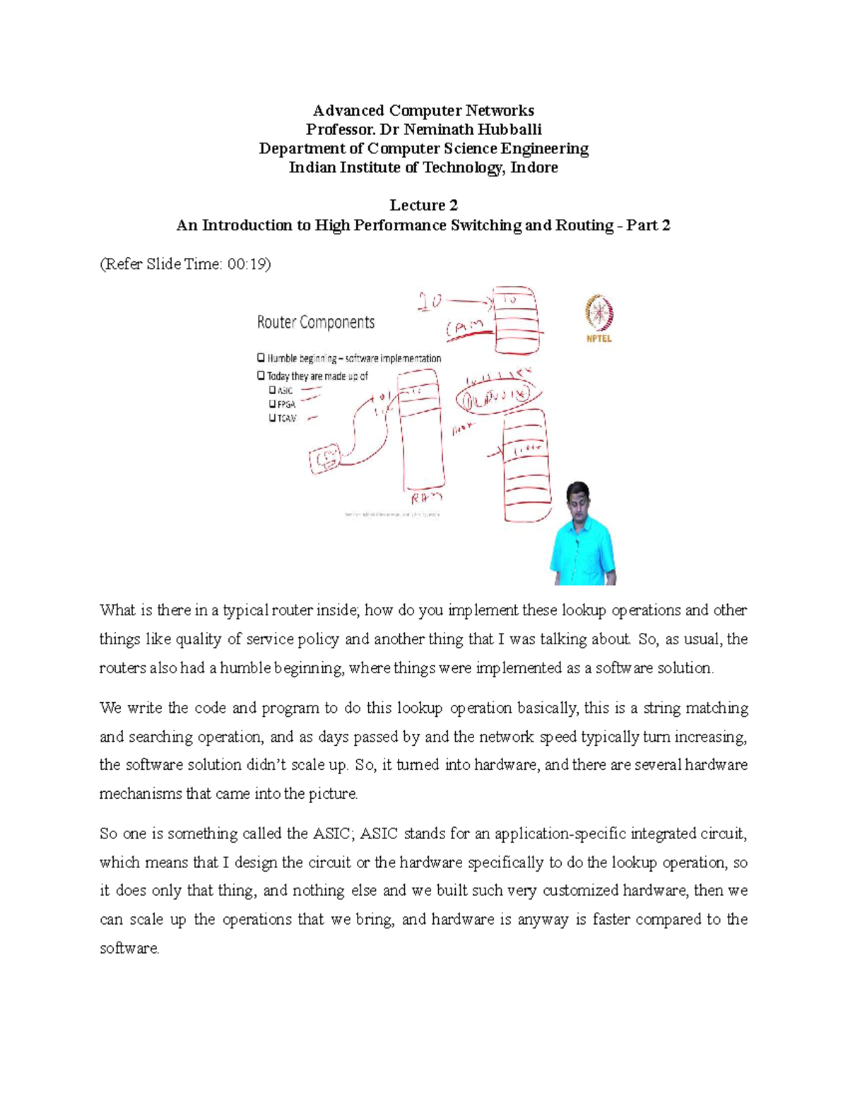 Lecture 2: High Performance Switching & Routing in Advanced Computer ...
