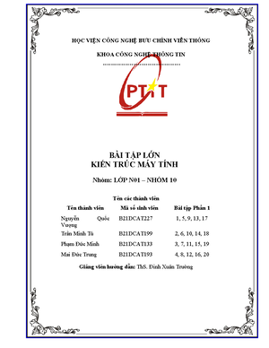 NGÂN HÀNG ĐỀ THI KIẾN TRÚC MÁY TÍNH PTIT HỖ TRỢ ÔN LUYỆN HIỆU QUẢ CHO KỲ THI CUỐI KỲ