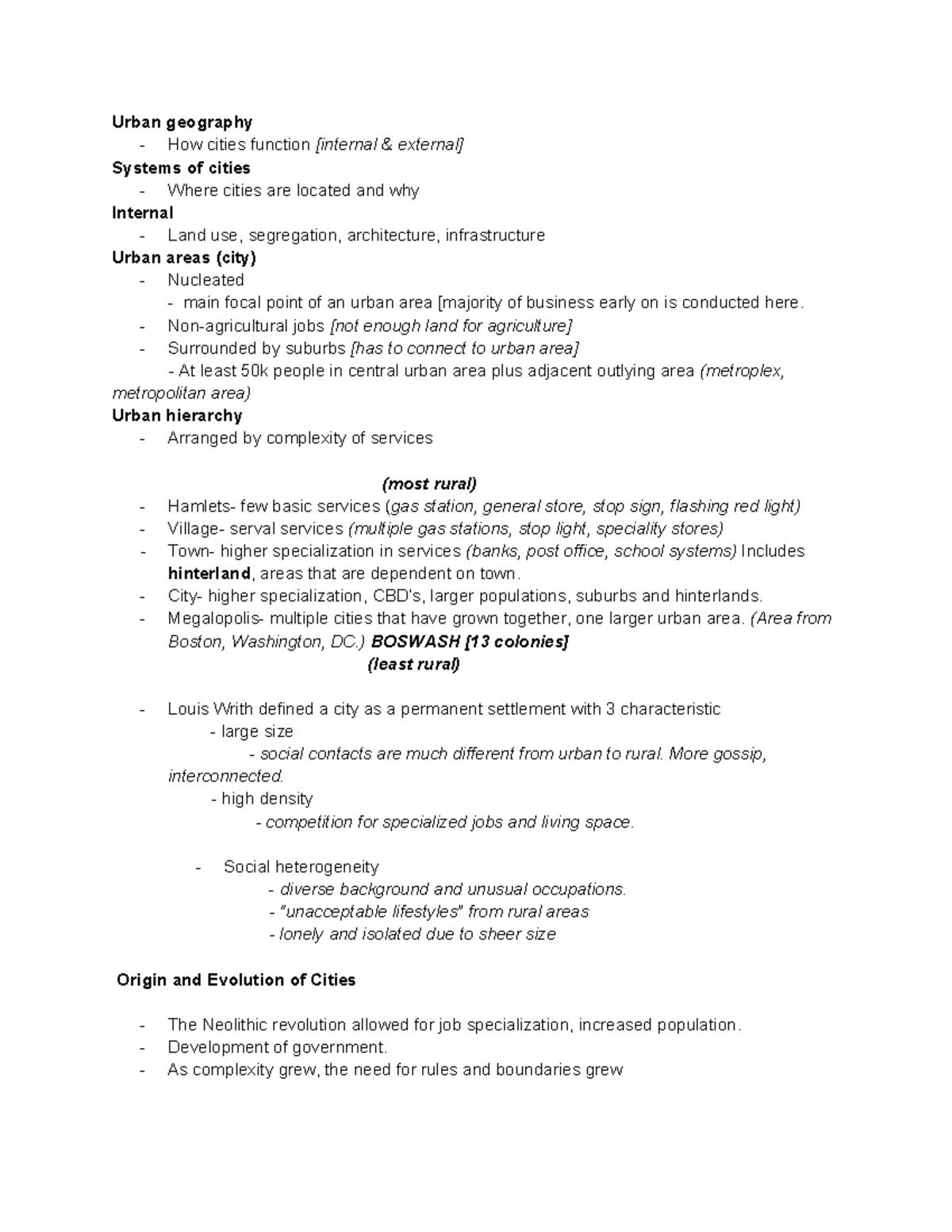 Unit 6 APHG Notes: Urban Geography and City Systems - Studocu