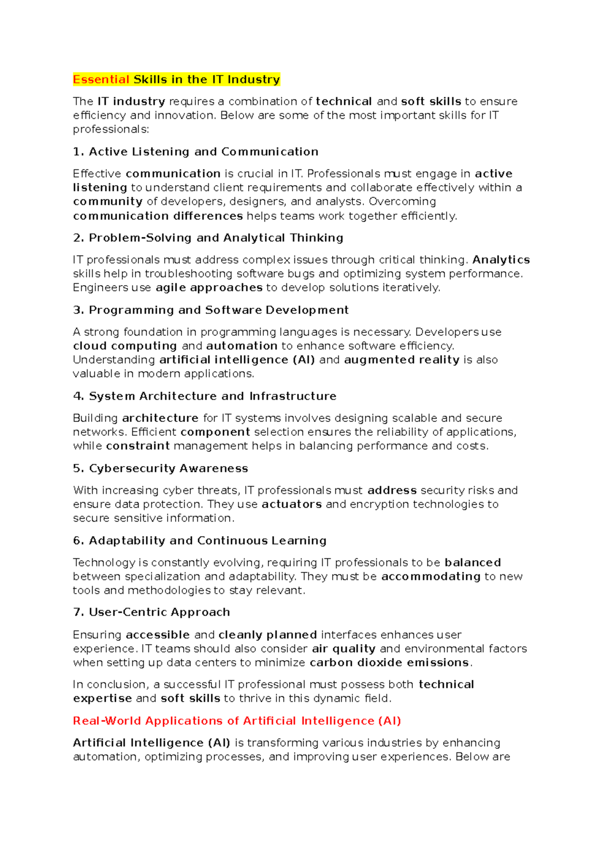 IT 101: Essential Skills for Success in the IT Industry - Studocu