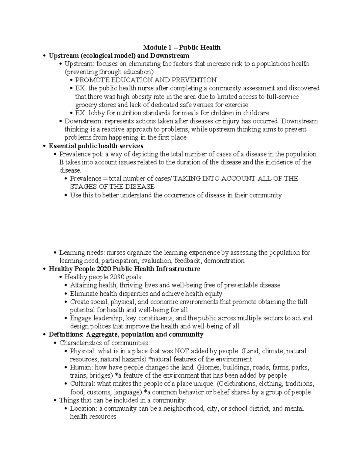 EXAM 1 Public Health - Comprehensive Study Guide for Community Health ...