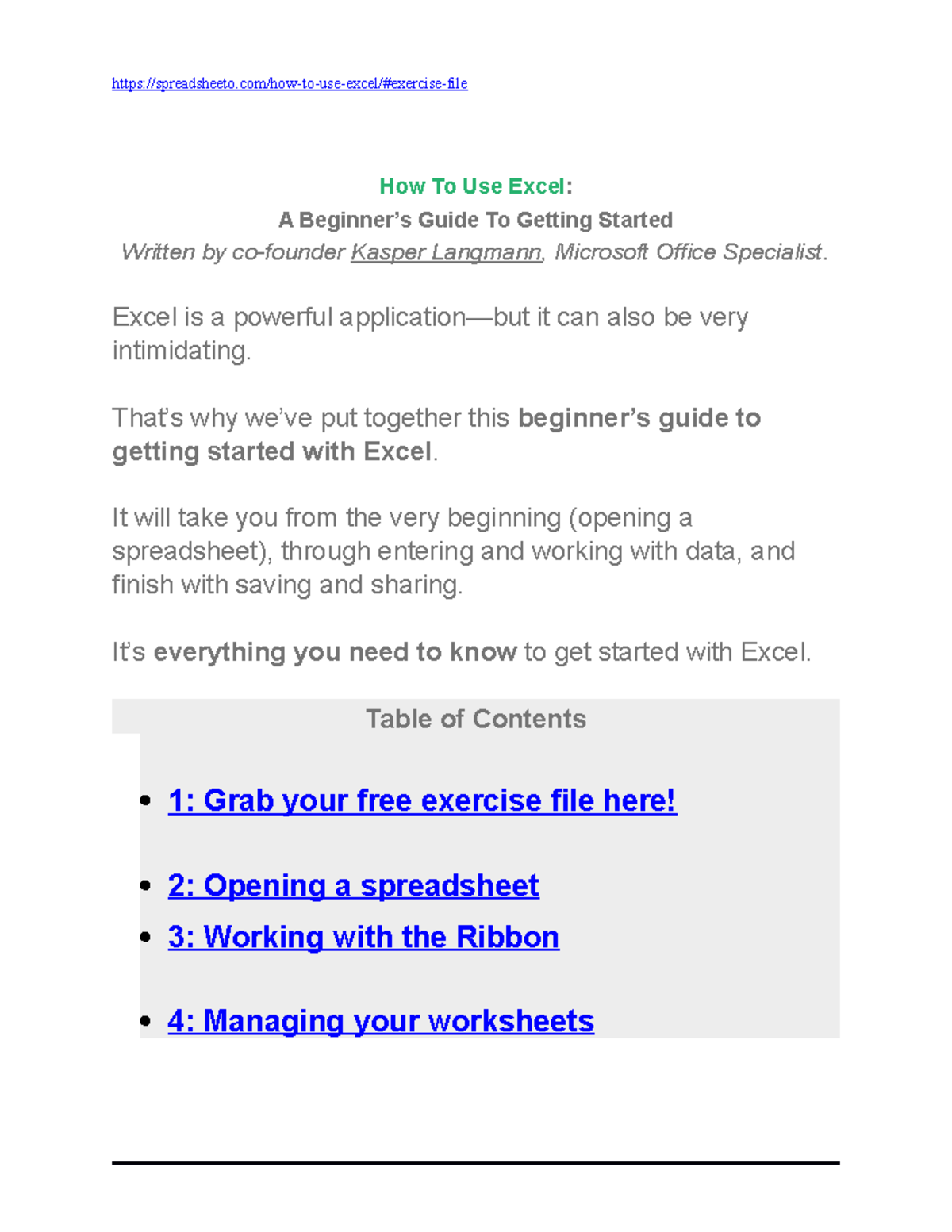 Excel-2 - For lecturing - spreadsheeto/how-to-use-excel/#exercise-file ...