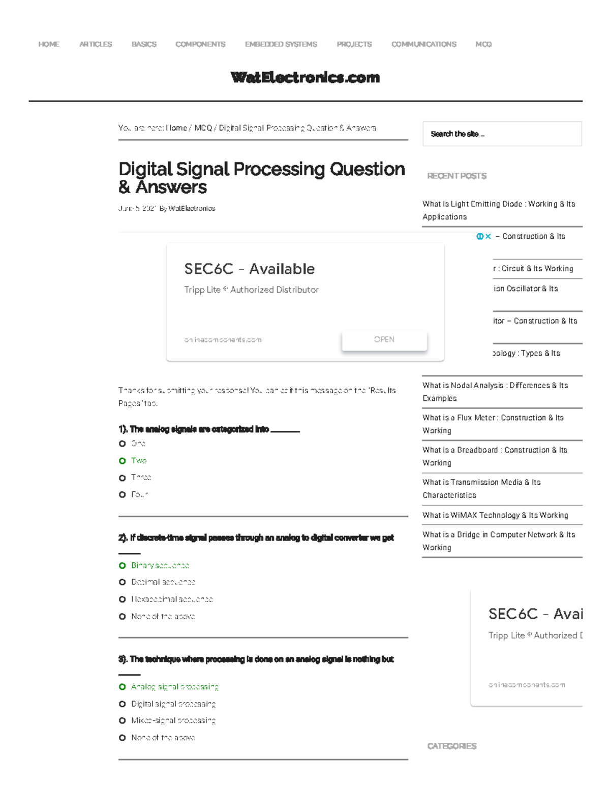 100 digital signal processing MCQ with answers for SEC6C - Studocu