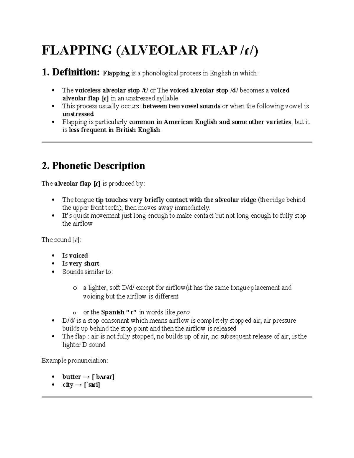 ENG 101: Understanding Alveolar Flapping in American English - Studocu