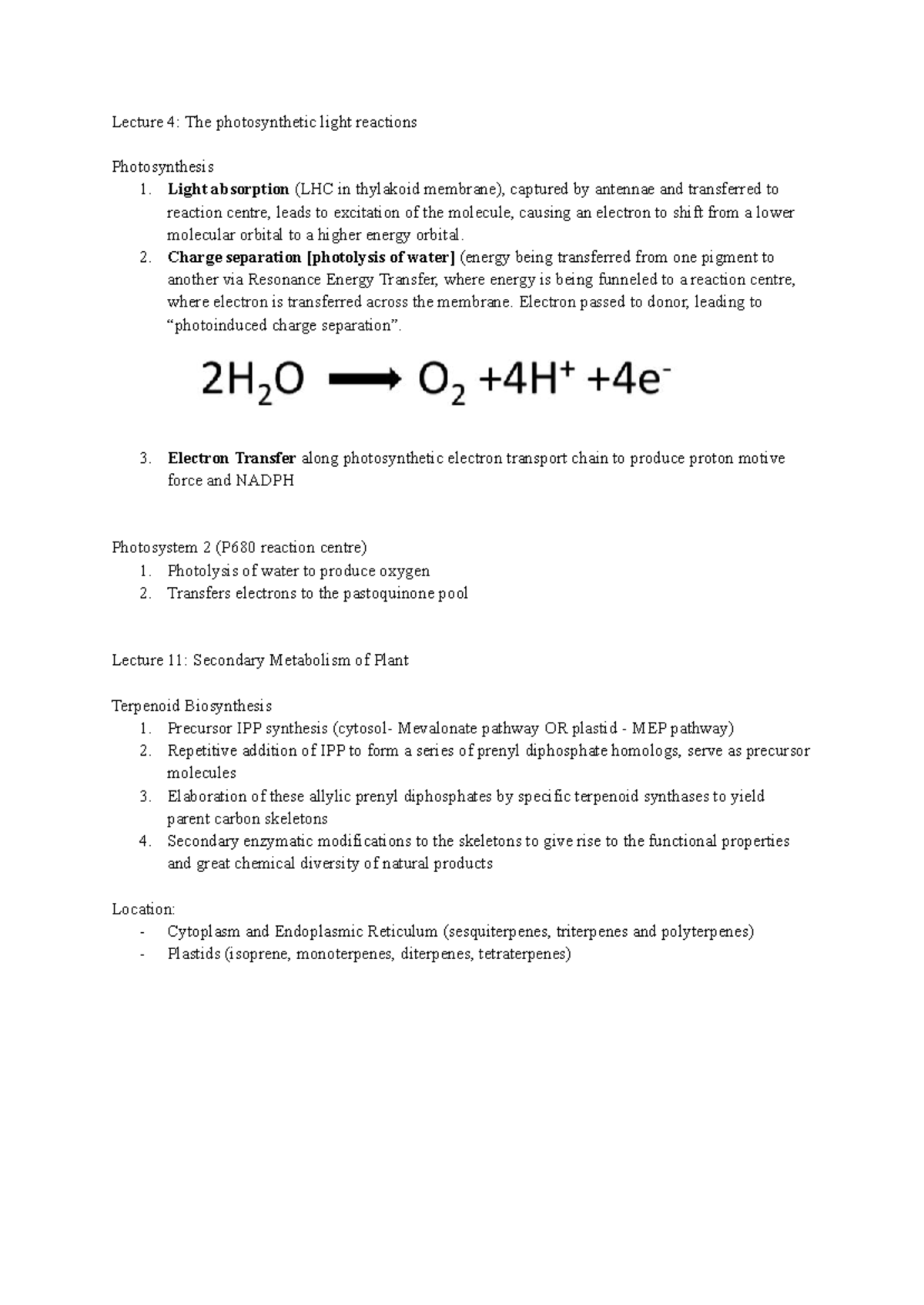 Important Photosynthesis Notes - Lecture 4: The photosynthetic light ...