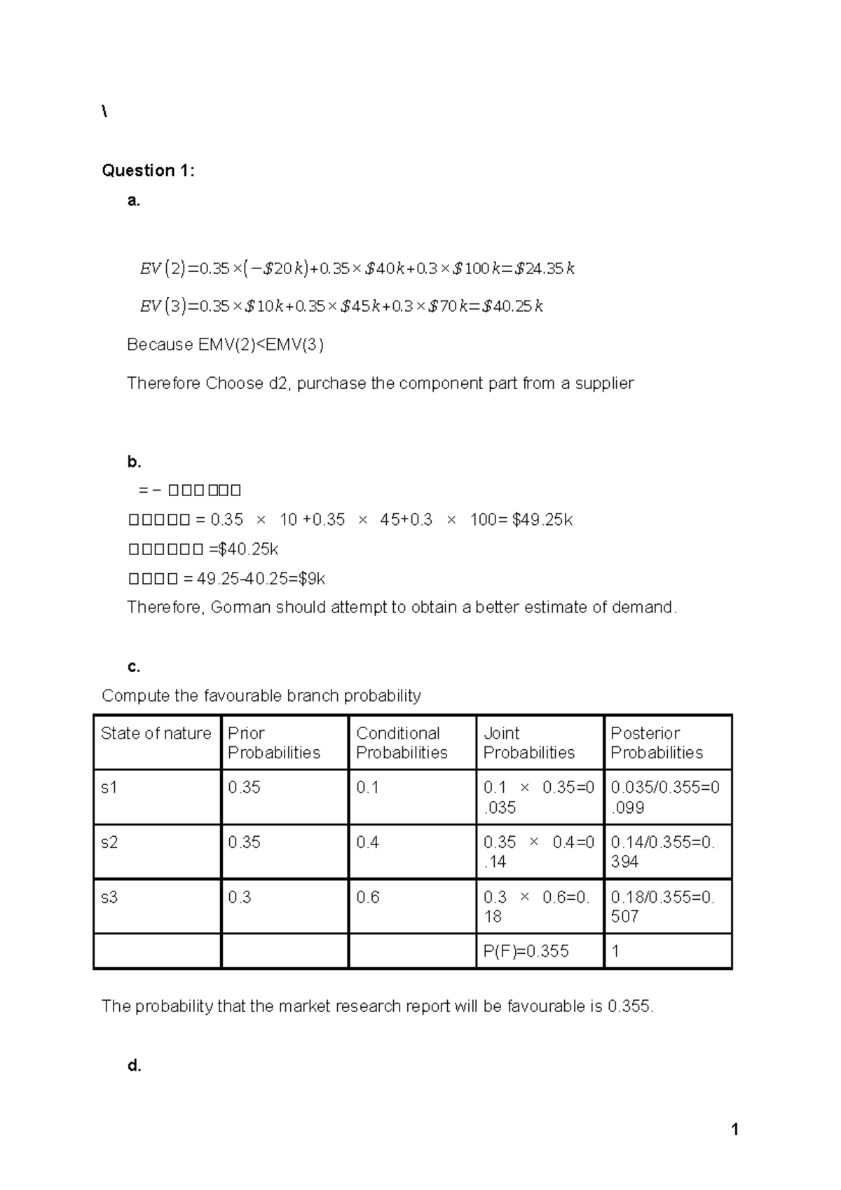 Individual Assignment on Decision Analysis and Expected Value - Studocu
