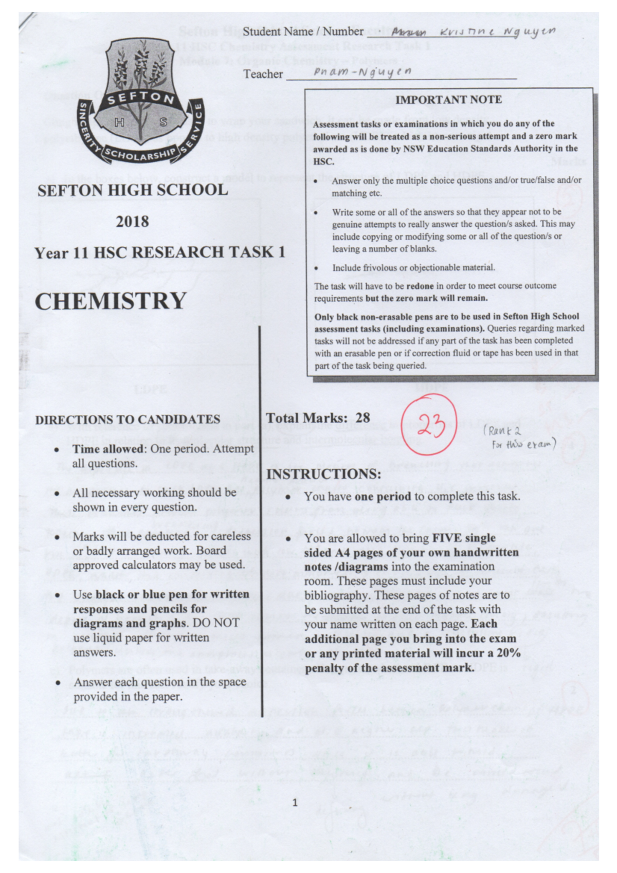 2018 Research Task 1 - HSC Chemistry Practice Papers for year 12 ...