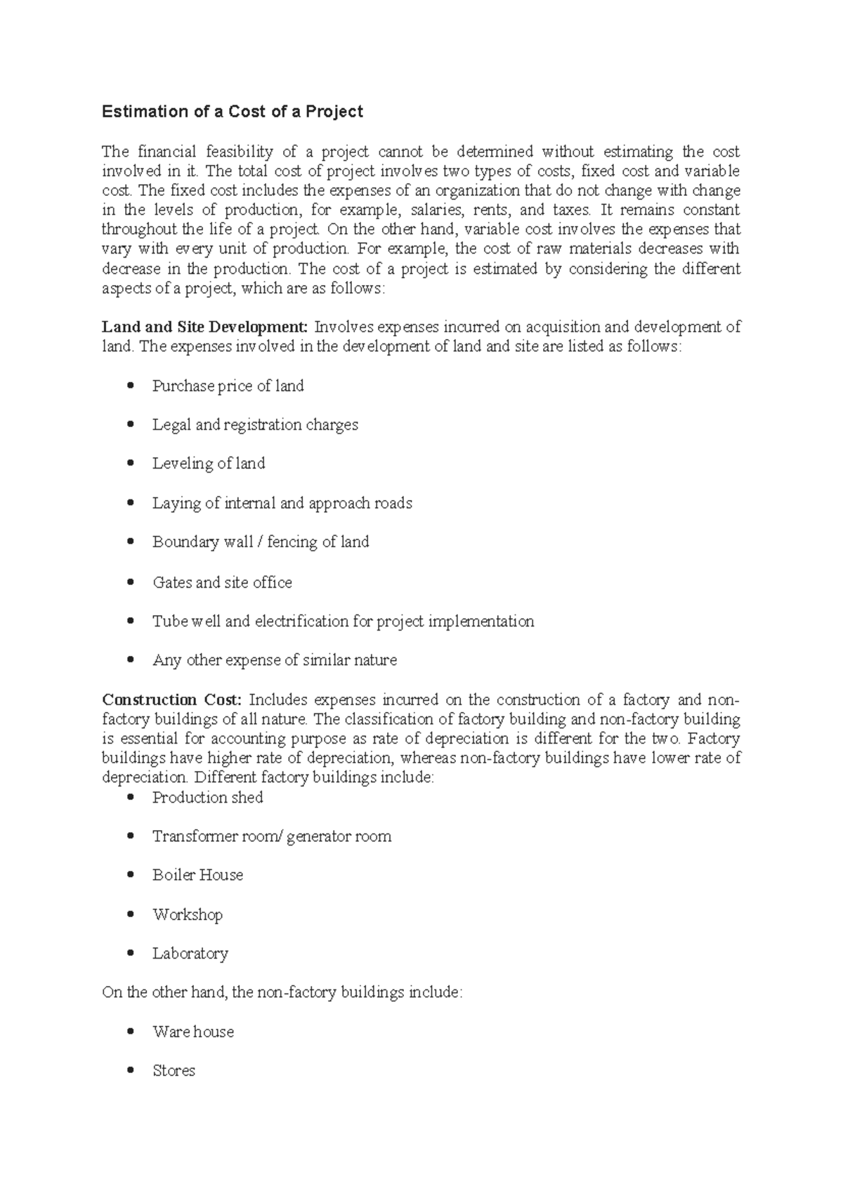 Unit4 - Estimation of a Cost of a Project The financial feasibility of ...
