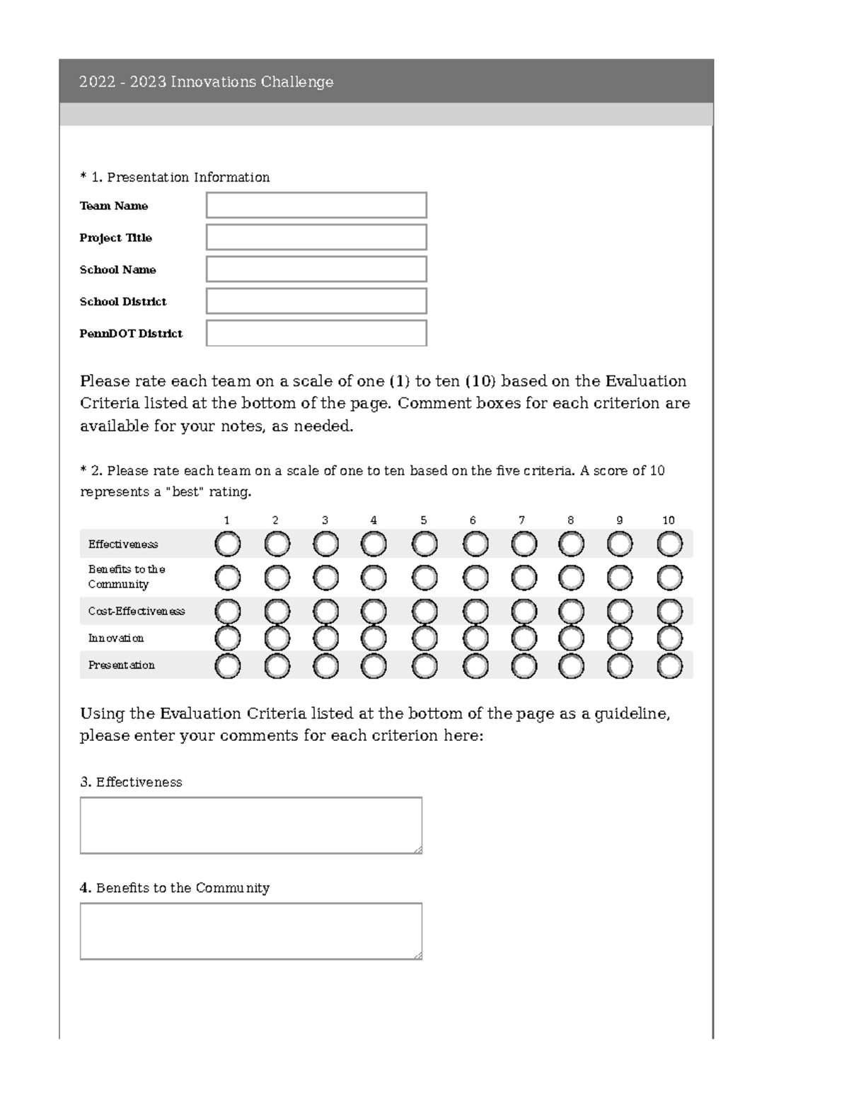 22-23 Innovations Challenge 1: Scoring Sheet & Evaluation Criteria ...