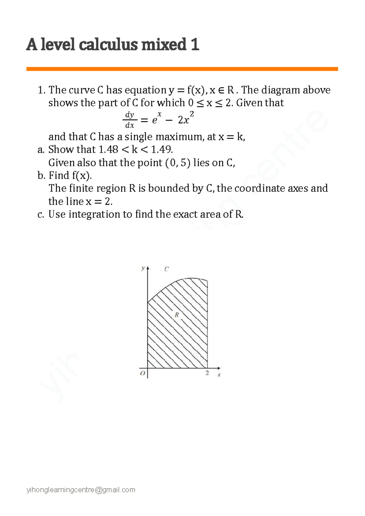 A2 Calculus Mixed Problems: Curve Analysis and Integration Techniques ...