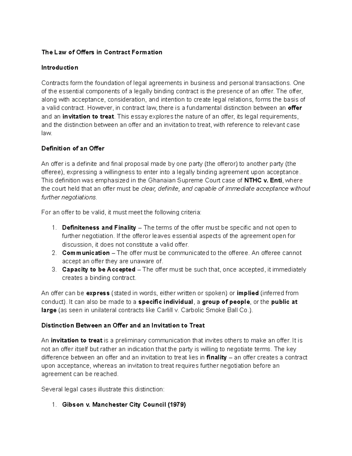 Offer-2 - ITS ABOUT OFFER - The Law of Offers in Contract Formation ...