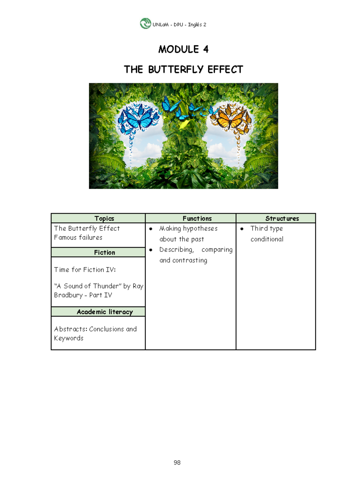 Modulo 4 Cuadernillo Ingles 2 2C2024 - MODULE 4 THE BUTTERFLY EFFECT ...