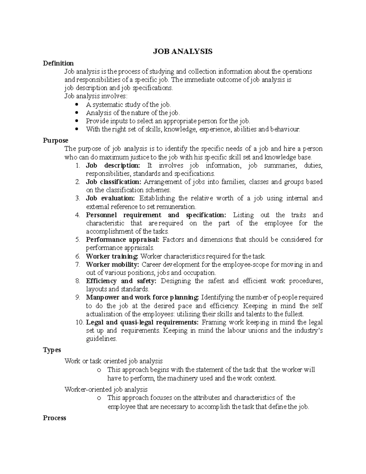 Unit 6: Comprehensive Notes on Job Analysis and Its Applications - Studocu