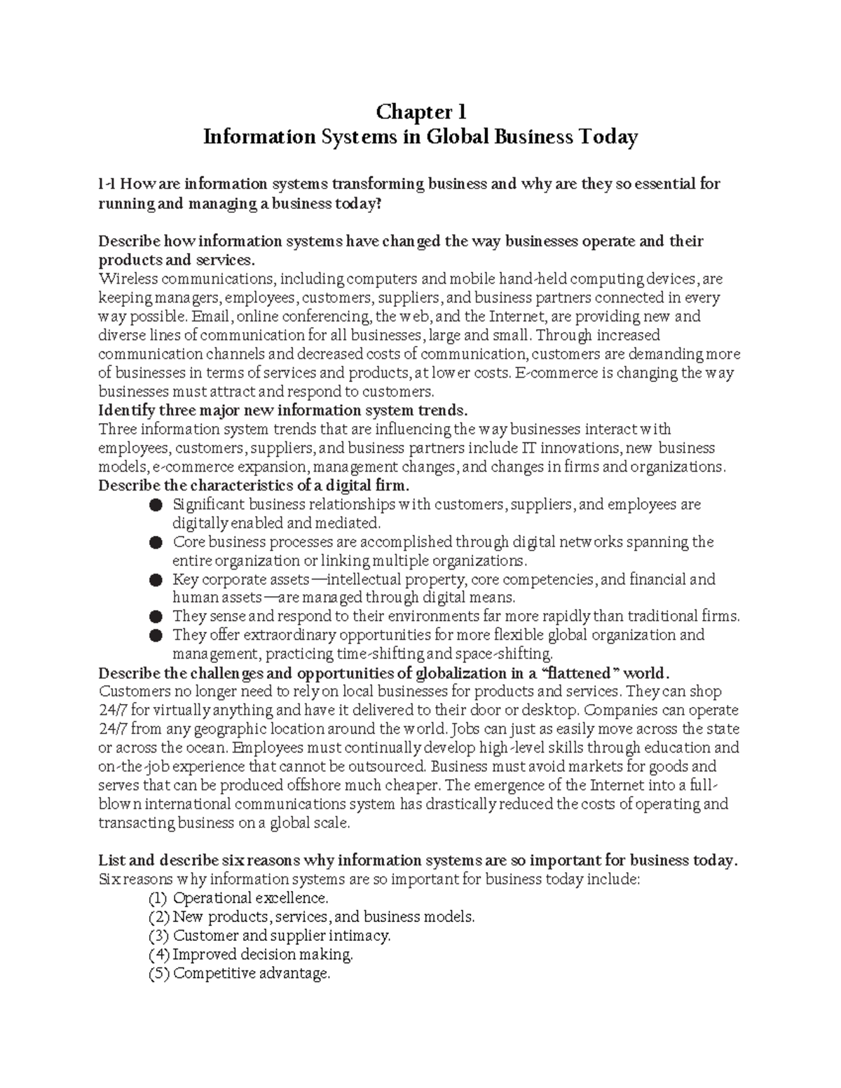 MIS 101 Midterm Review: Information Systems Impact on Global Business ...