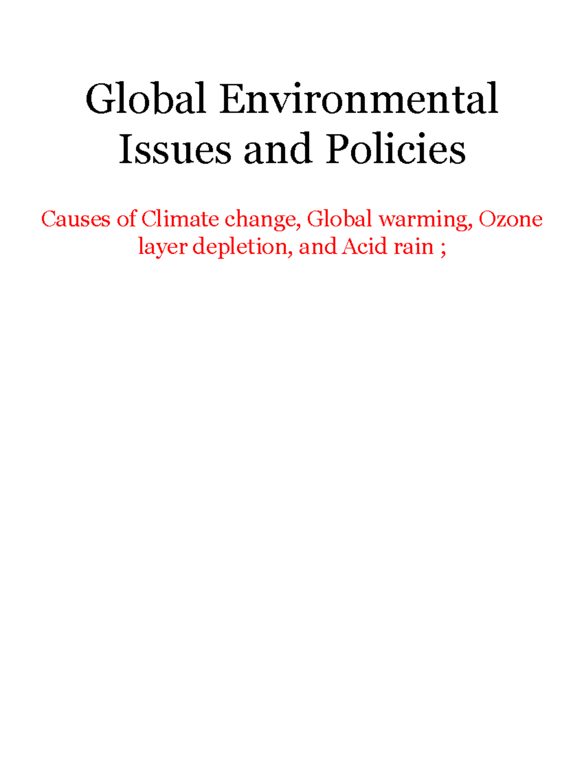 AECC Global Environmental Issues: Climate Change, Warming & Policies ...