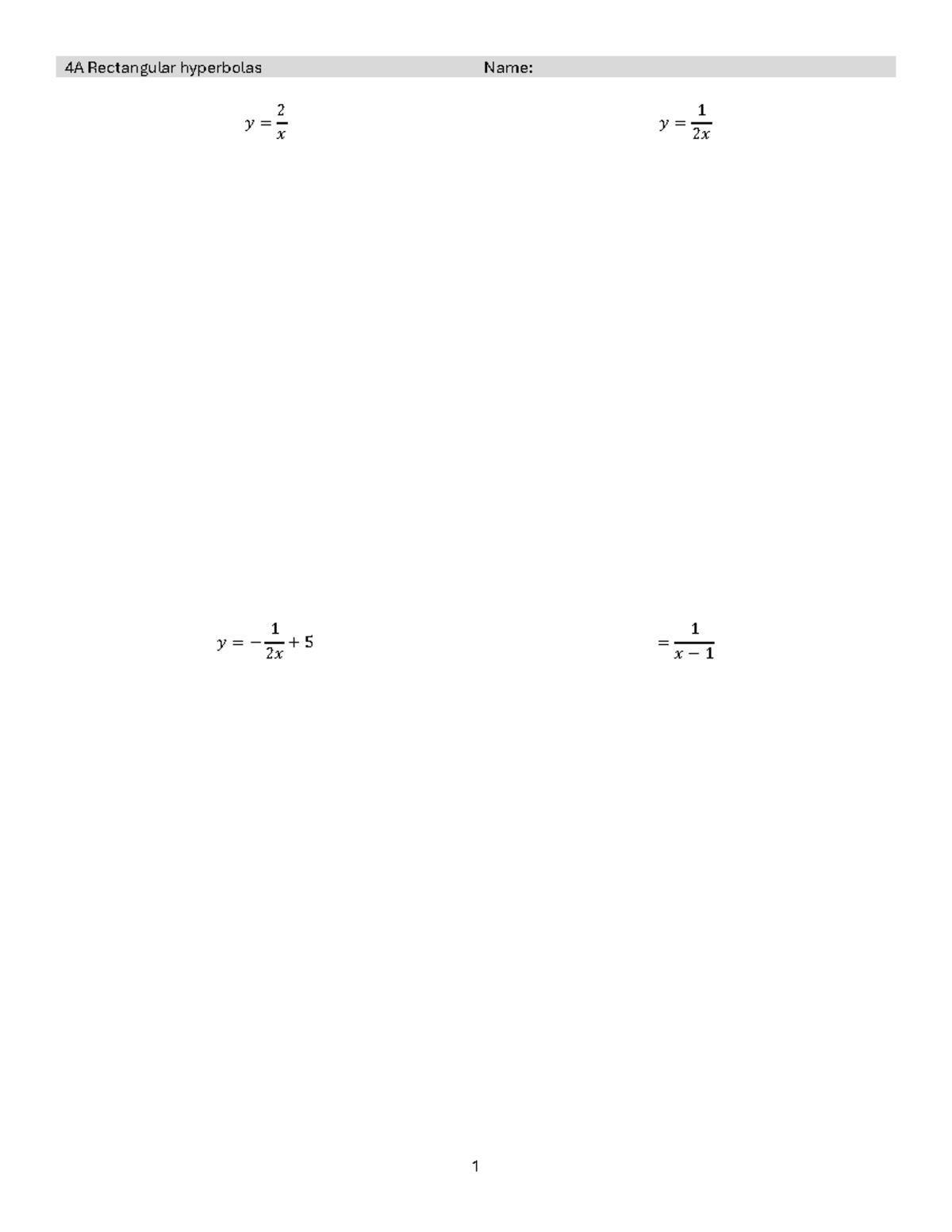 MM 4A-D: Rectangular Hyperbolas and Graph Sketching - Studocu