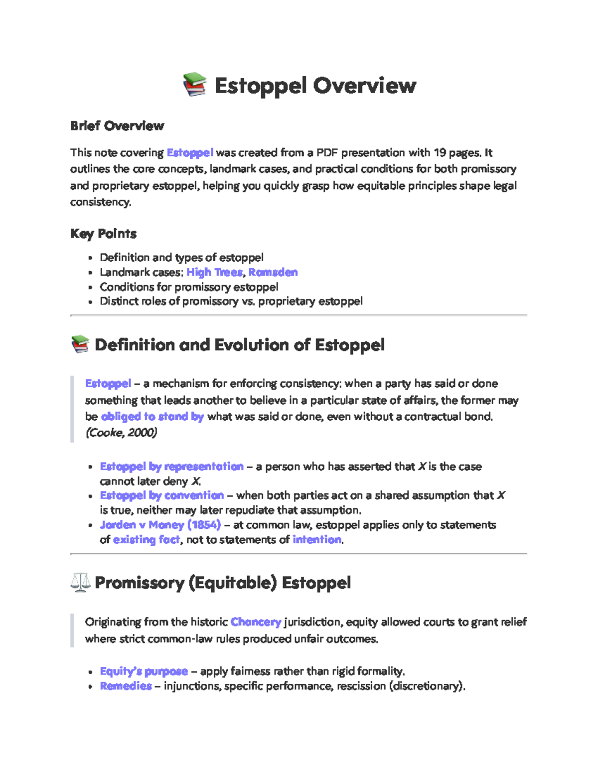 Contract Law Estoppel Overview: Key Concepts & Landmark Cases - Studocu