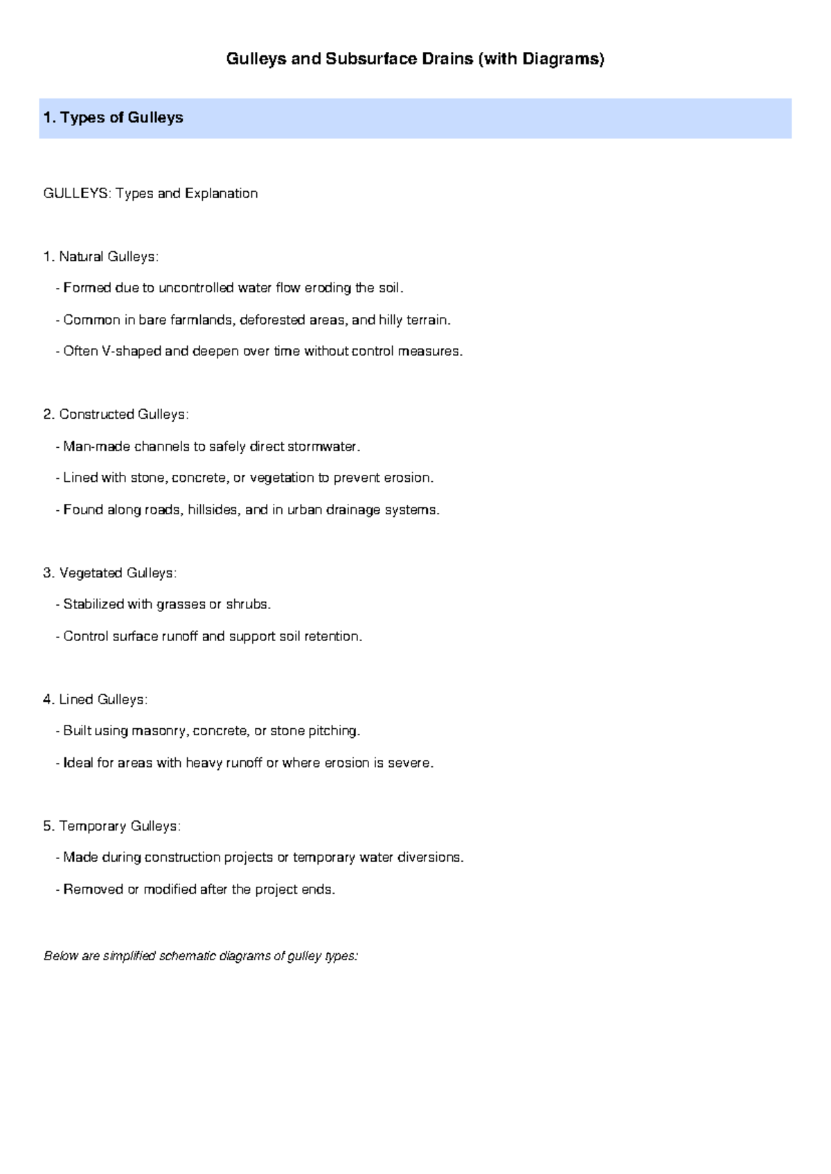 GULLEYS 101: Types & Diagrams for Understanding (Lecture Notes) - Studocu