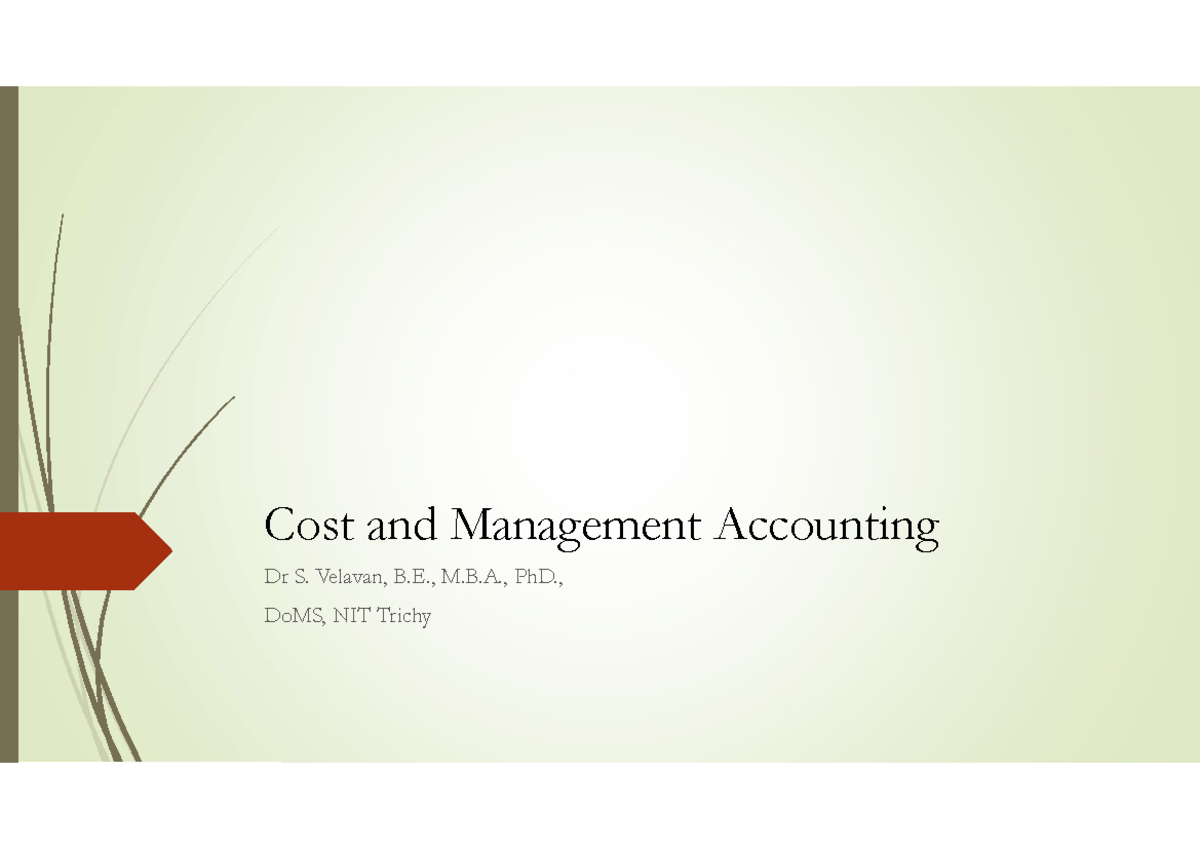 2024 - MBA - CMA - Chapter 4 - v2 - Cost and Management Accounting Dr S ...