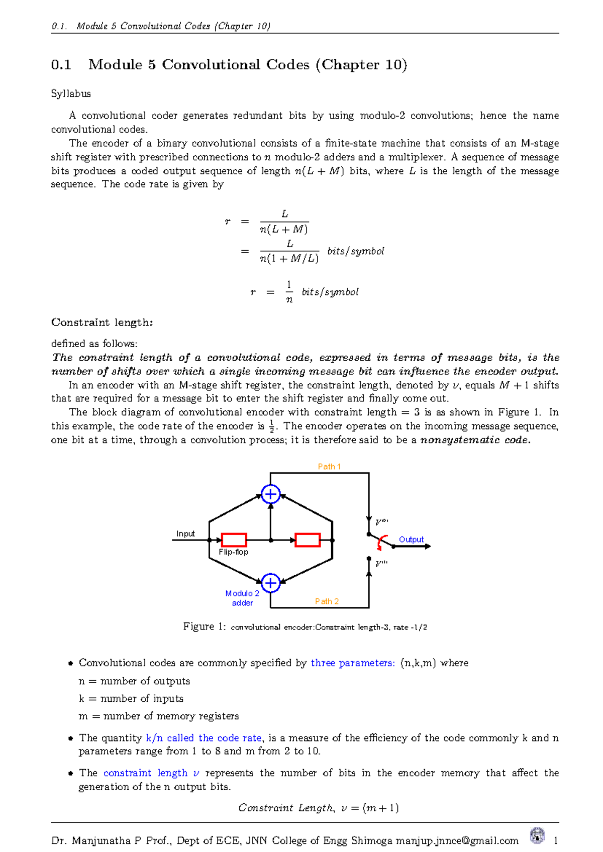 Module 5: Convolutional Codes (Chapter 10) - Detailed Overview - Studocu