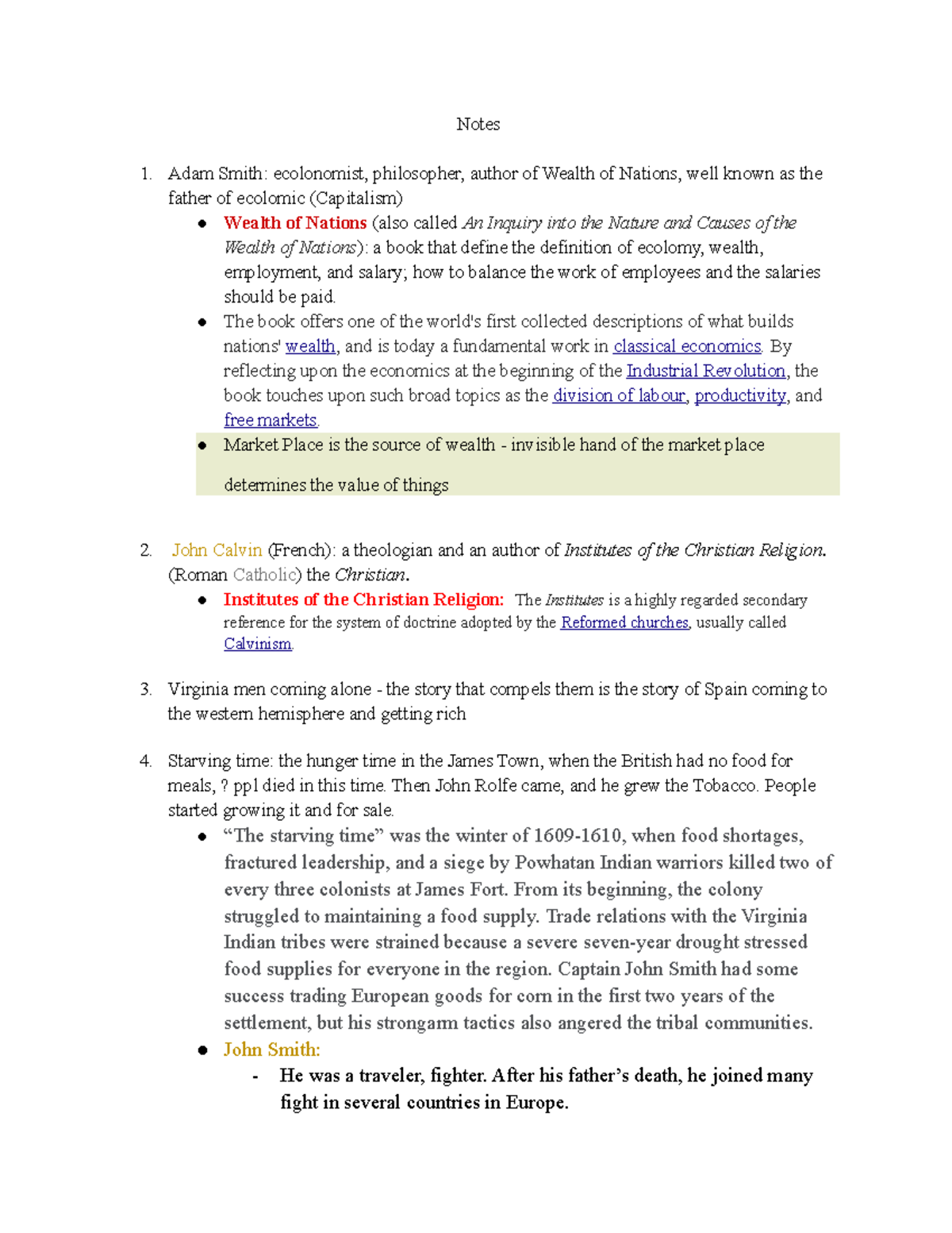 History 17A: Key Concepts and Notes from Colonial America - Studocu