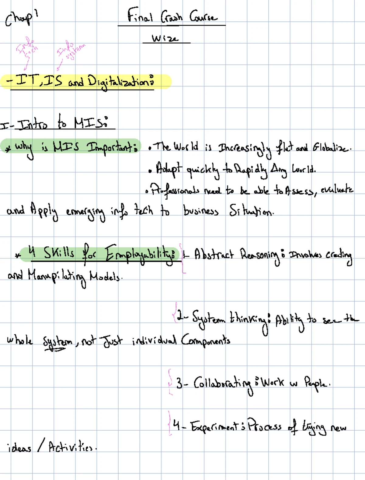 Final Exam Notes: Skills for Employability (MIS 101) - Chapter 4 ...