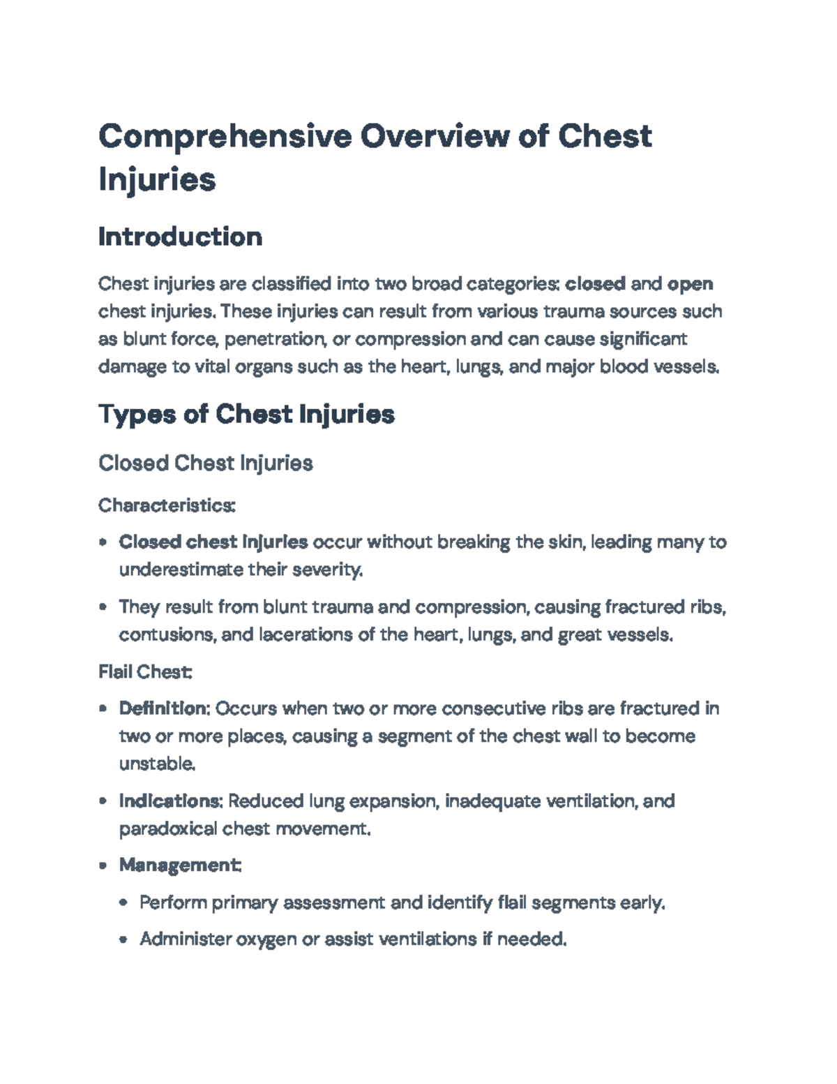 Comprehensive Guide on Chest Injuries: Types, Management, and Protocols ...