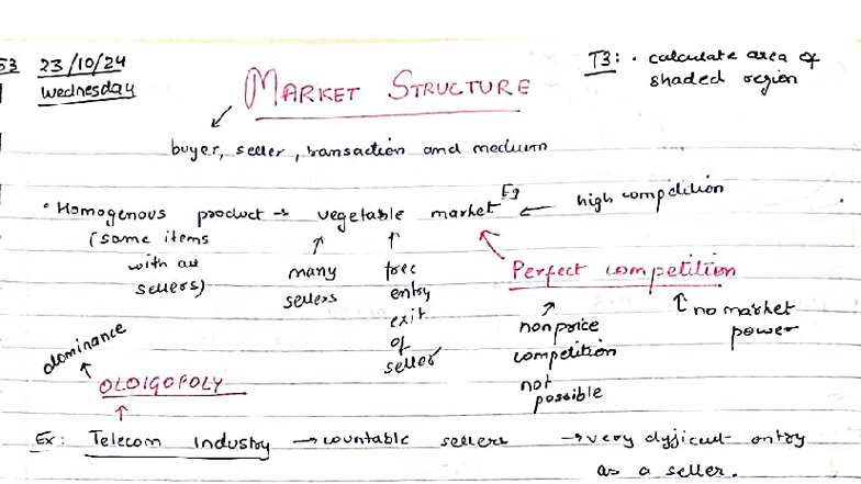 T3 Economic Notes: Market Structures and Competition Analysis - Studocu