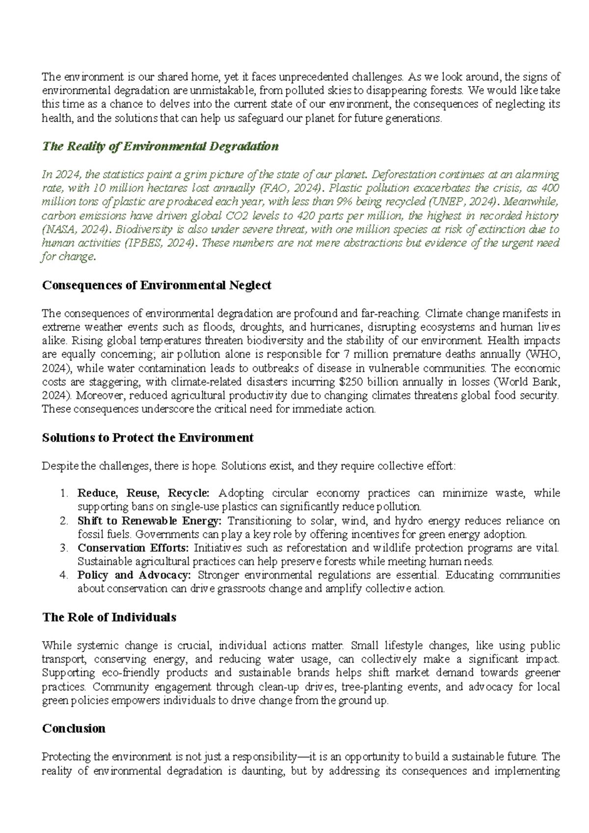 ENV 101: Understanding Environmental Challenges and Solutions - Studocu