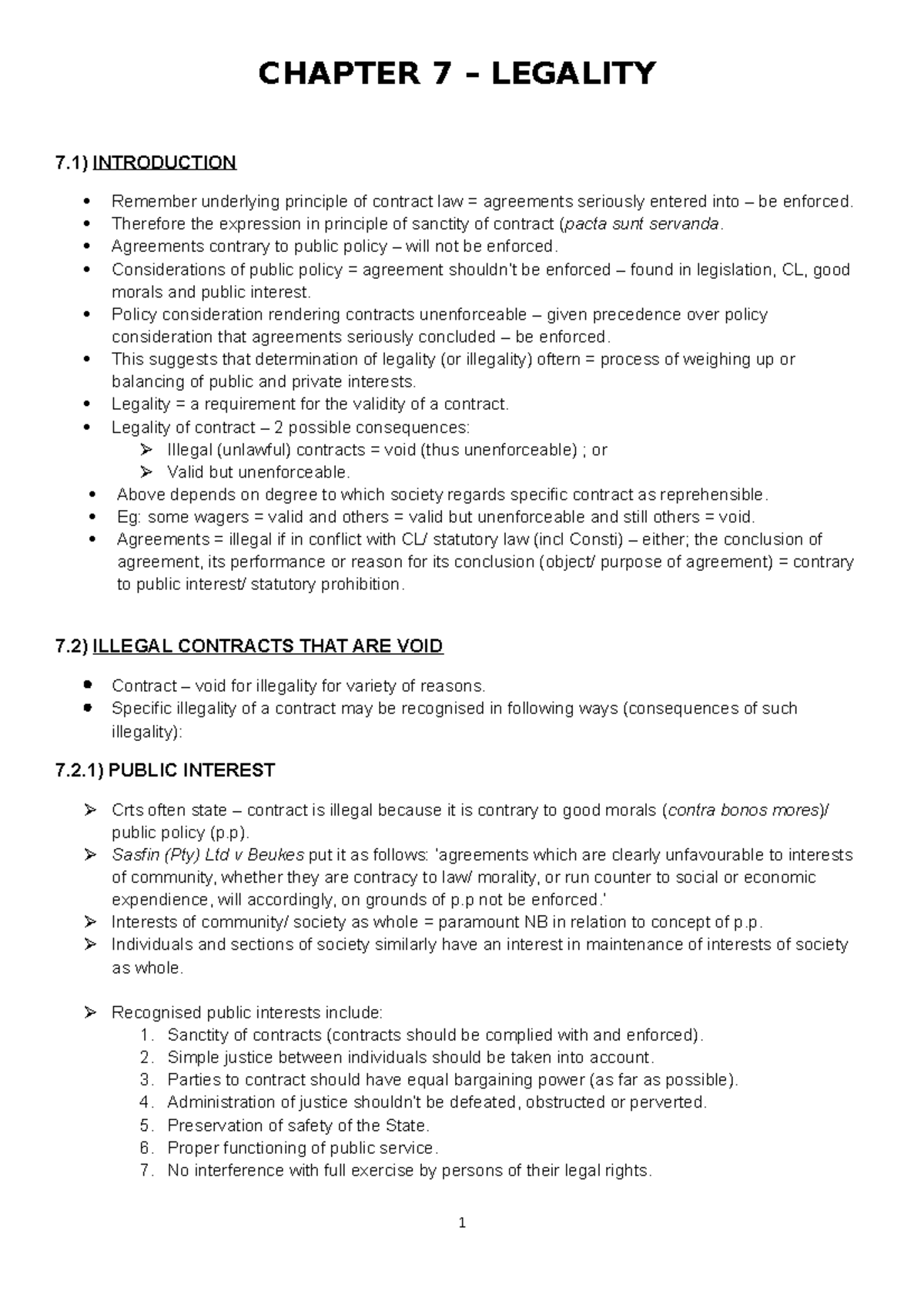 Chapter 7 - Understanding Legality in Contract Law - Studocu