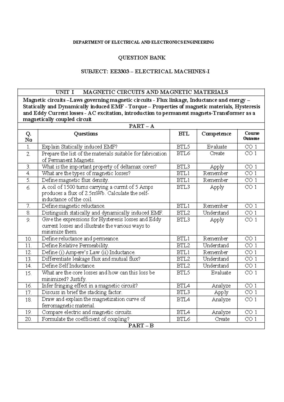 Electrical-machines-I Question bank - DEPARTMENT OF ELECTRICAL AND ...