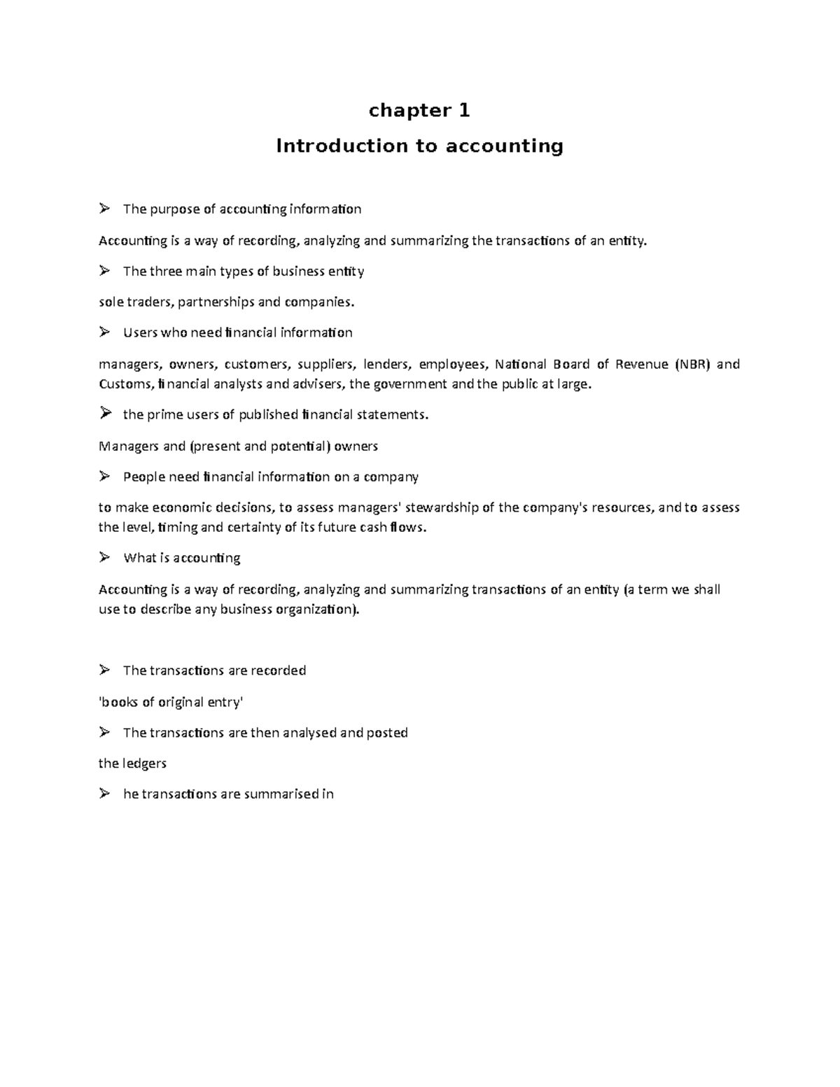 Accounting Principles: Chapter 1 - Introduction to Accounting - Studocu