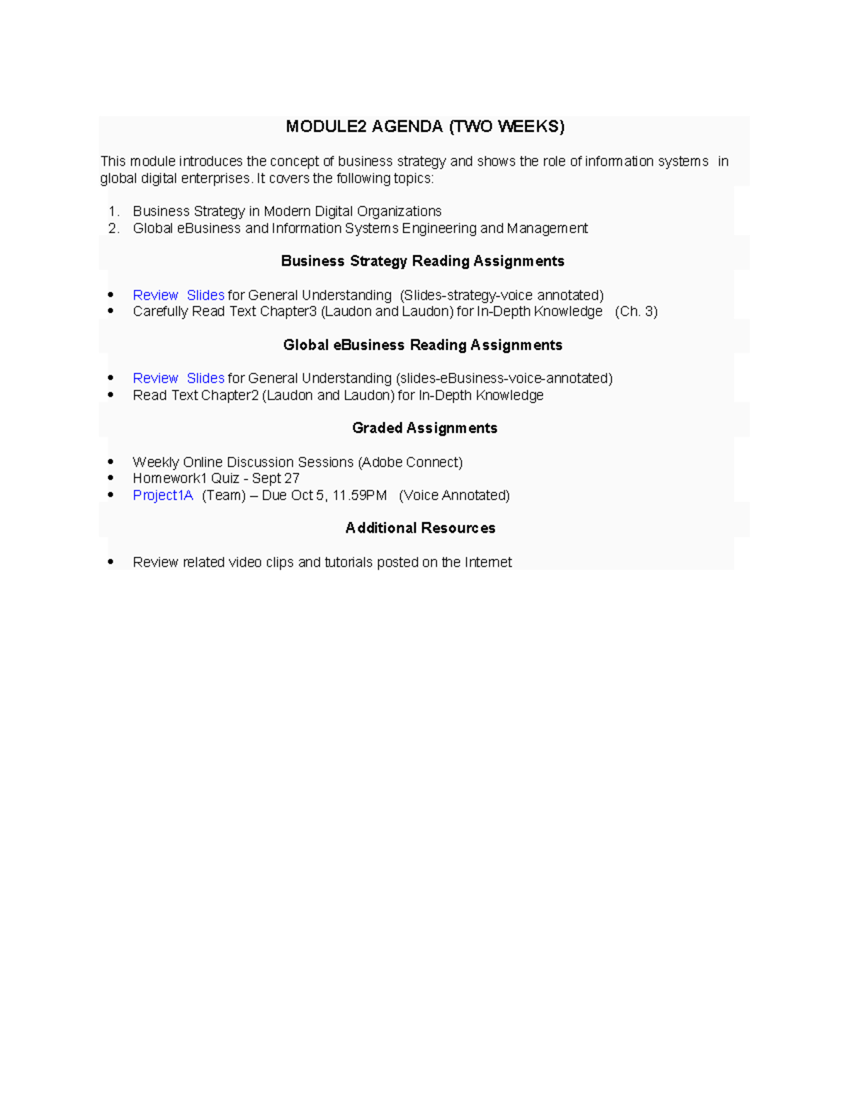 Module 2 Agenda: Business Strategy & Information Systems (IMCS 050 ...