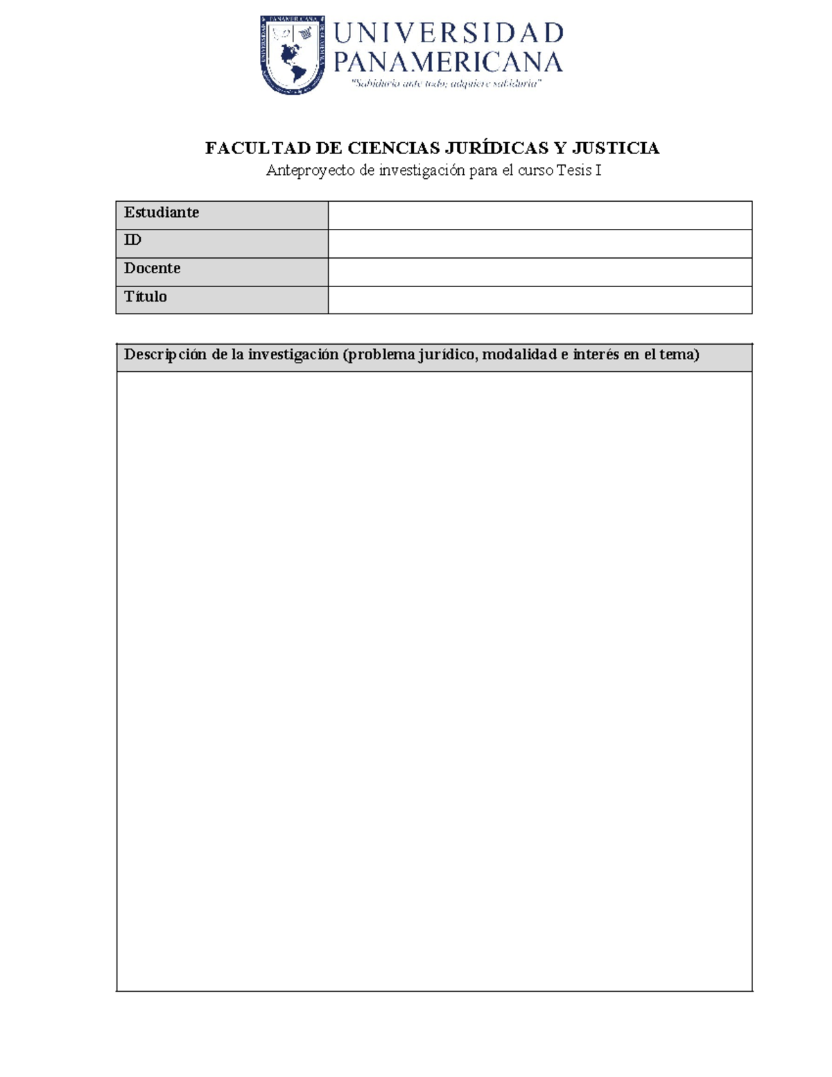 Anteproyecto de Tesis I - FACULTAD DE CIENCIAS JURÍDICAS Y JUSTICIA 2025 - Document Preview