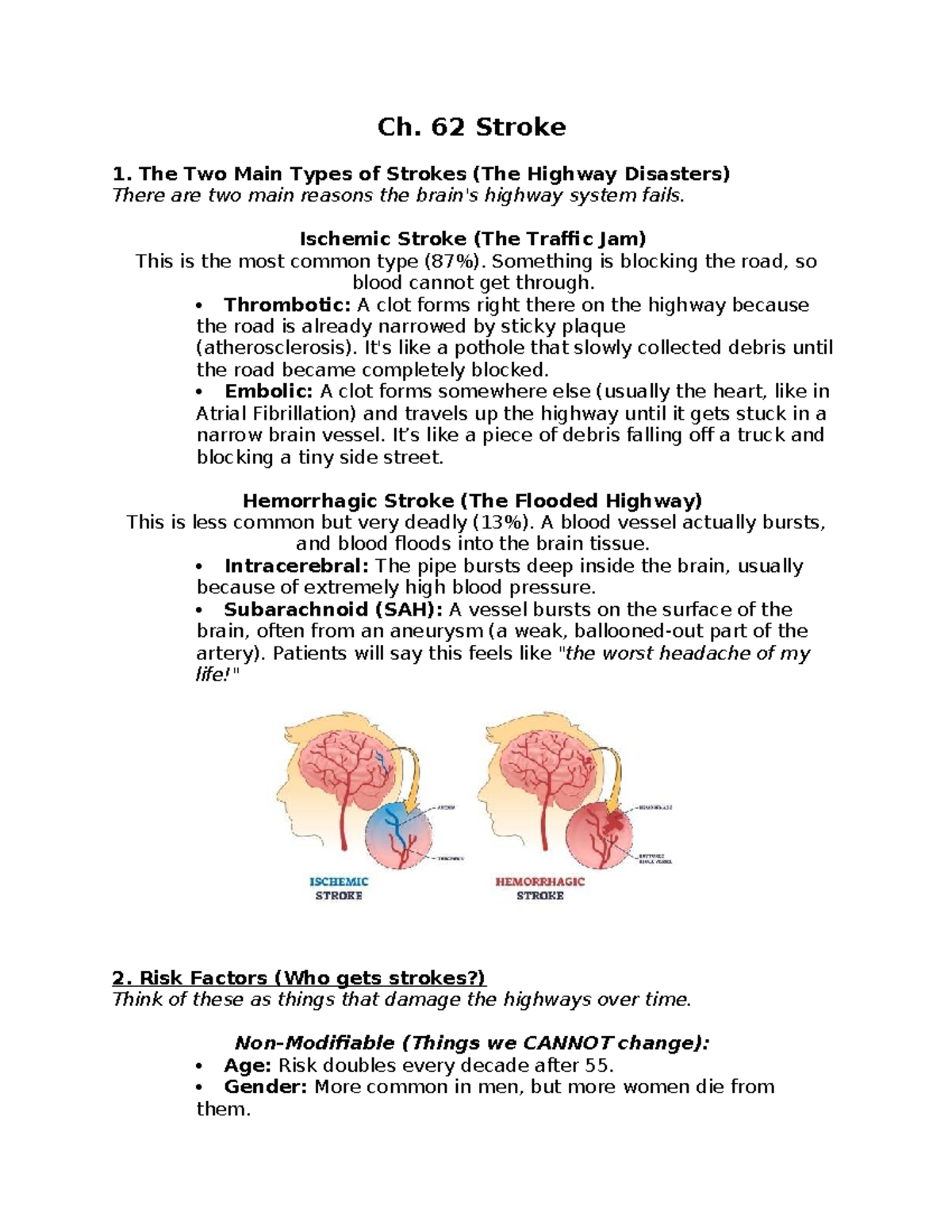 Ch. 62 Stroke: Understanding Ischemic & Hemorrhagic Types - Studocu