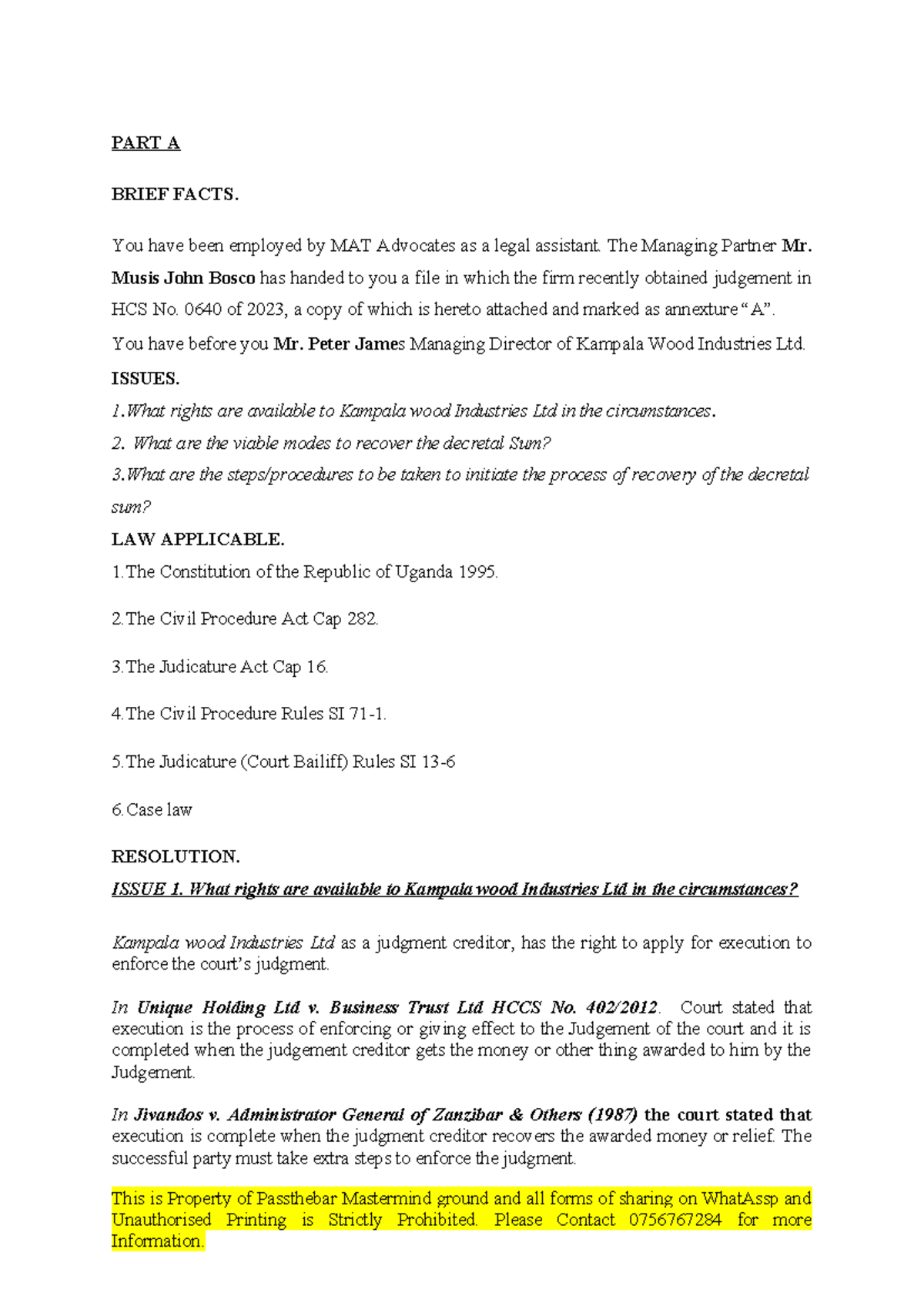 Final Exam PTSB 1 Civil Litigation Workshop Term 2 Insights - Studocu